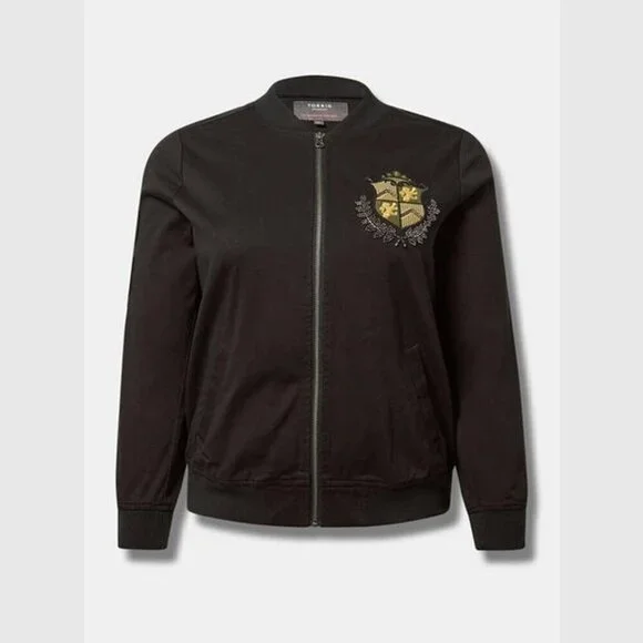 Torrid - Stretch Twill Bomber Jacket in Deep Black​​​​ - Picture 16 of 16